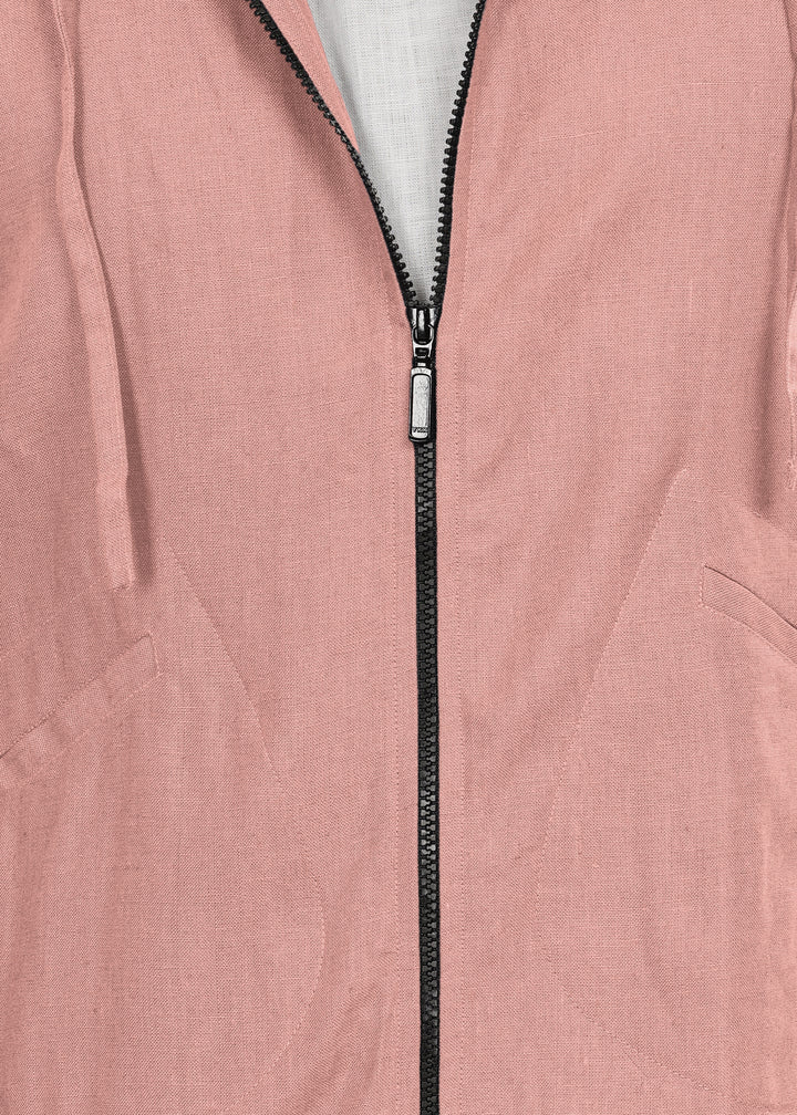 Ace - Pure Linen Hoodie Sweatshirt - Rose Pink