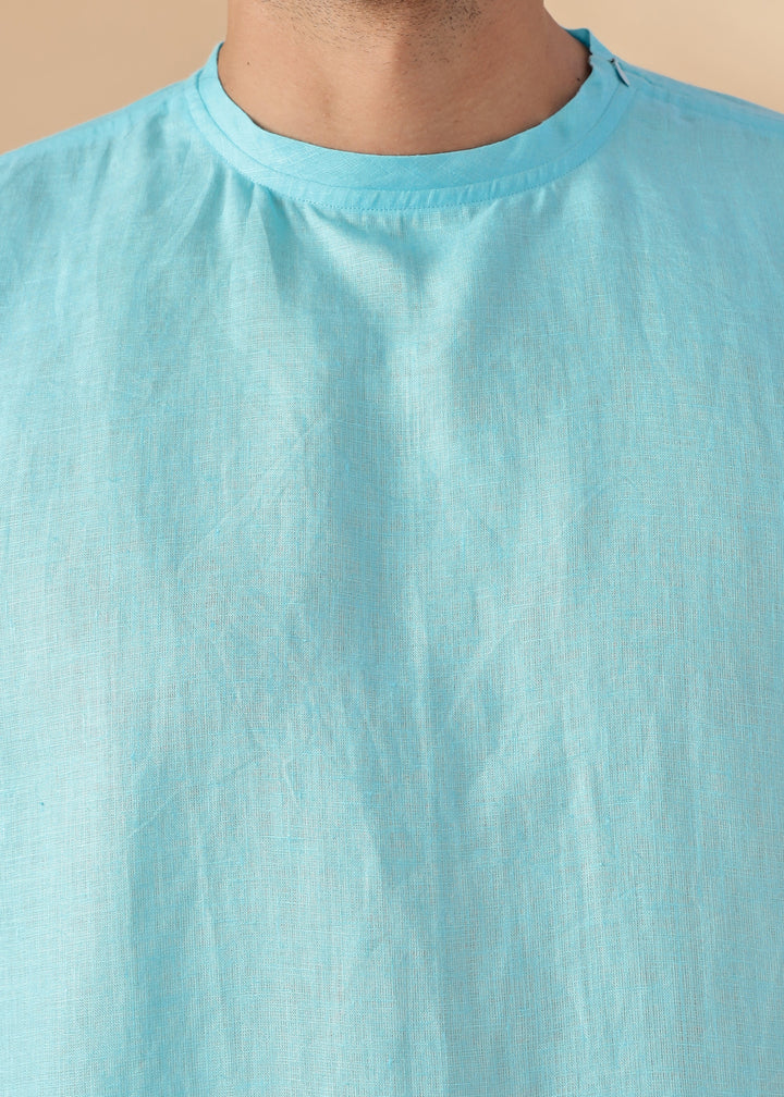 Morgan - Pure Linen Short Sleeve T-Shirt - Ice Blue
