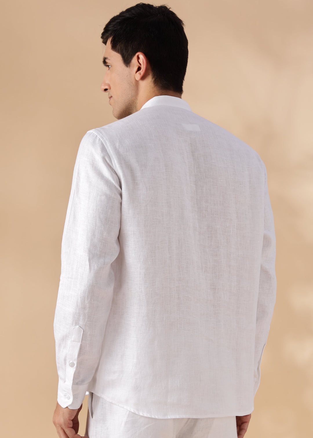 Marsh - Full Sleeve Pure Linen Short Kurta with Space Pleates - White