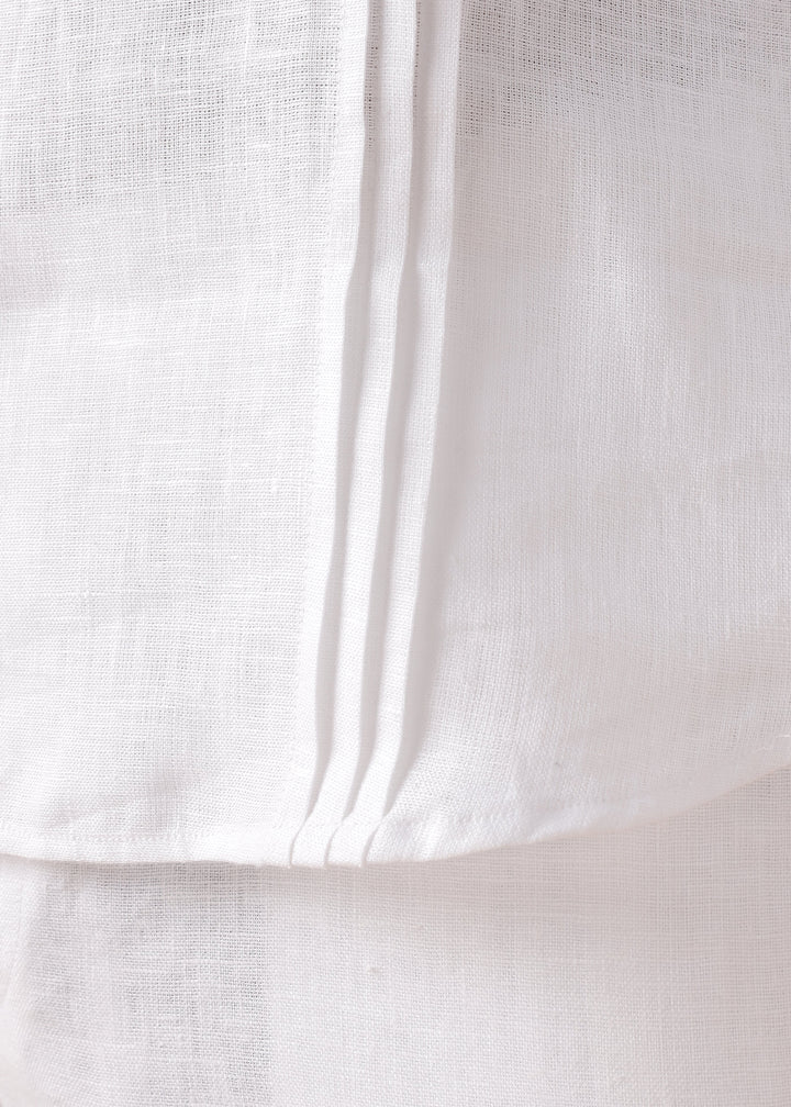 Marsh - Full Sleeve Pure Linen Short Kurta with Space Pleates - White