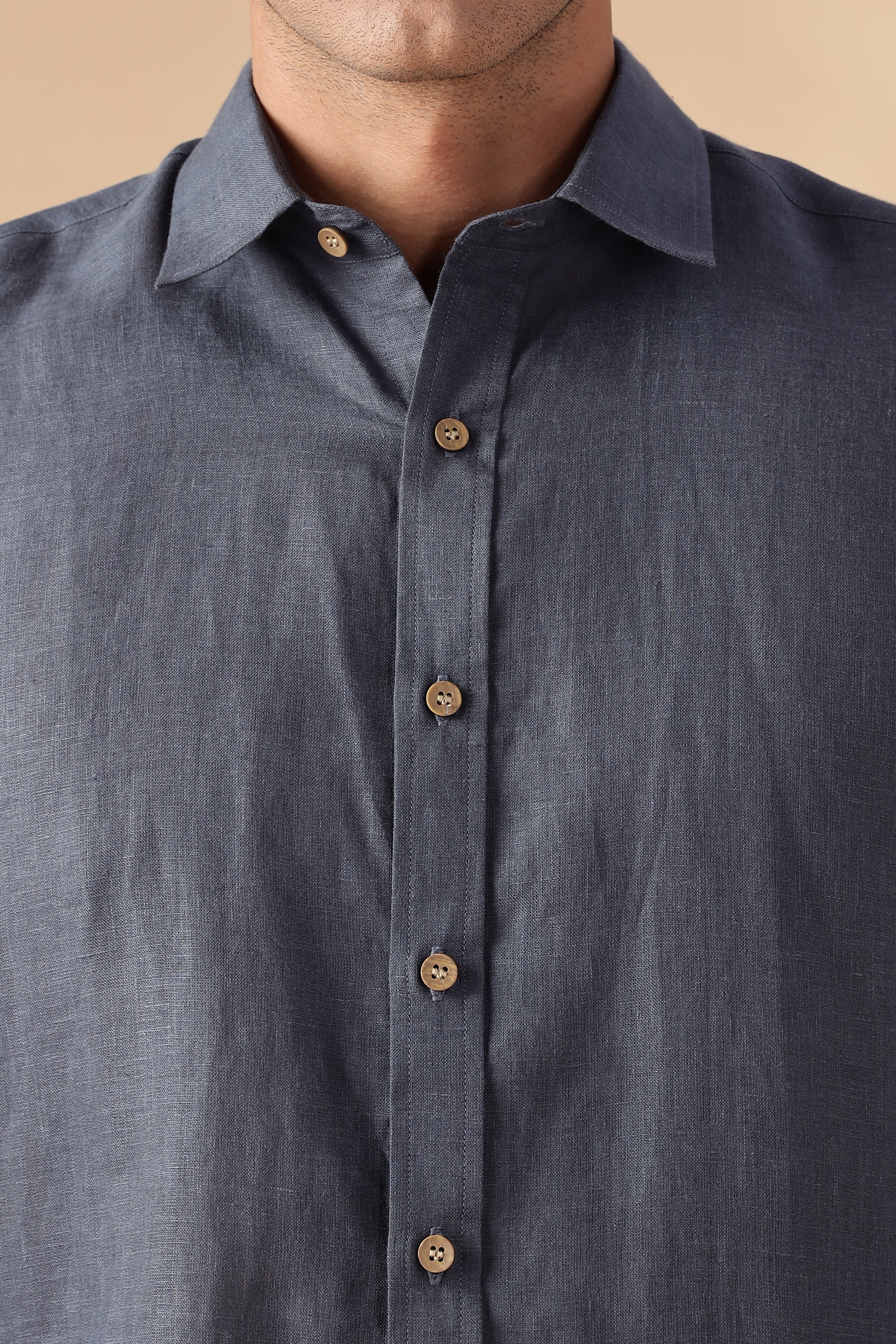 No pocket Gunmetal Grey Pure Linen Full Sleeve Shirt – Linen Trail