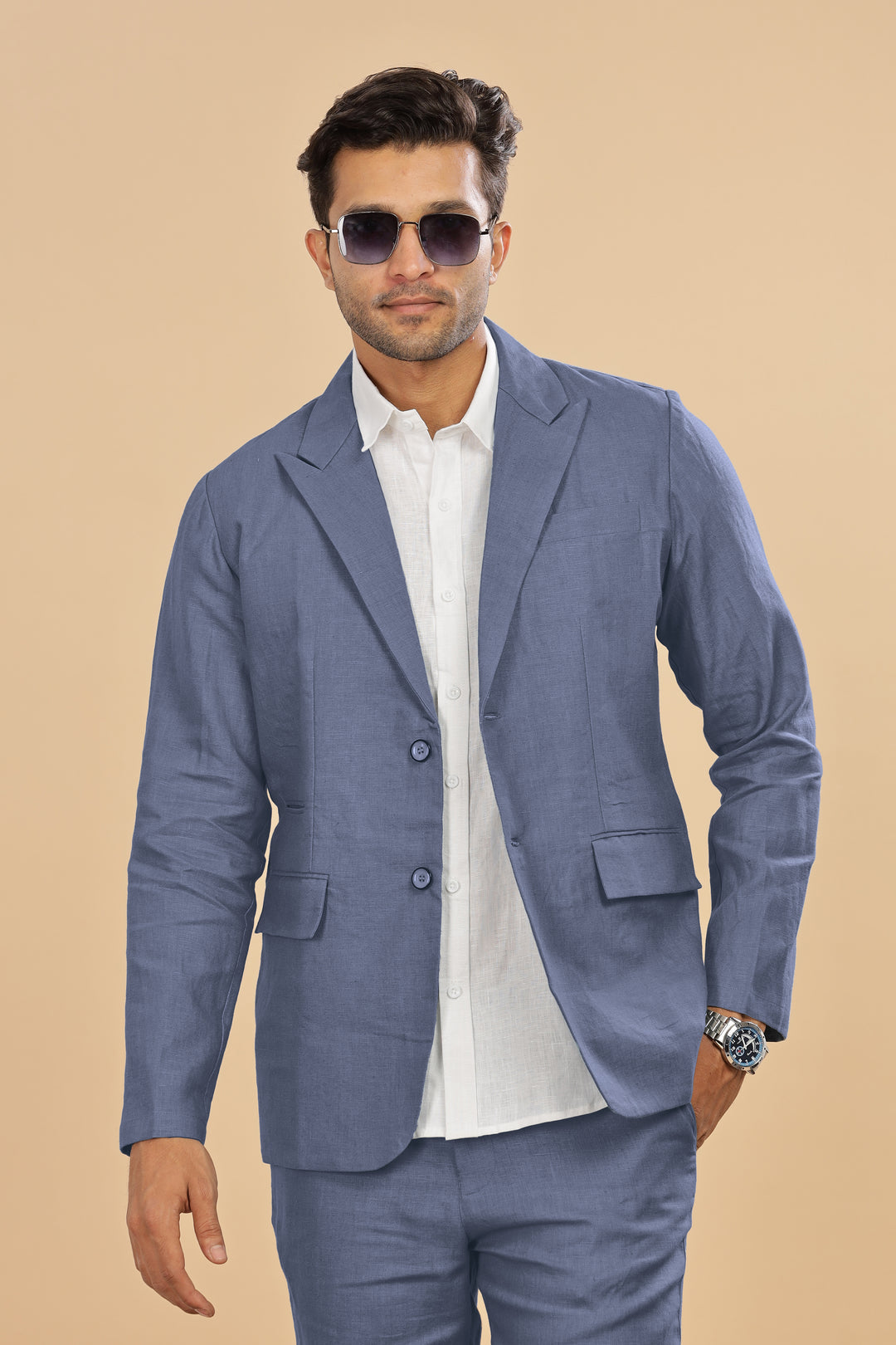 Luther Suit Jacket - Pure Linen Jacket - Dark Blue Grey