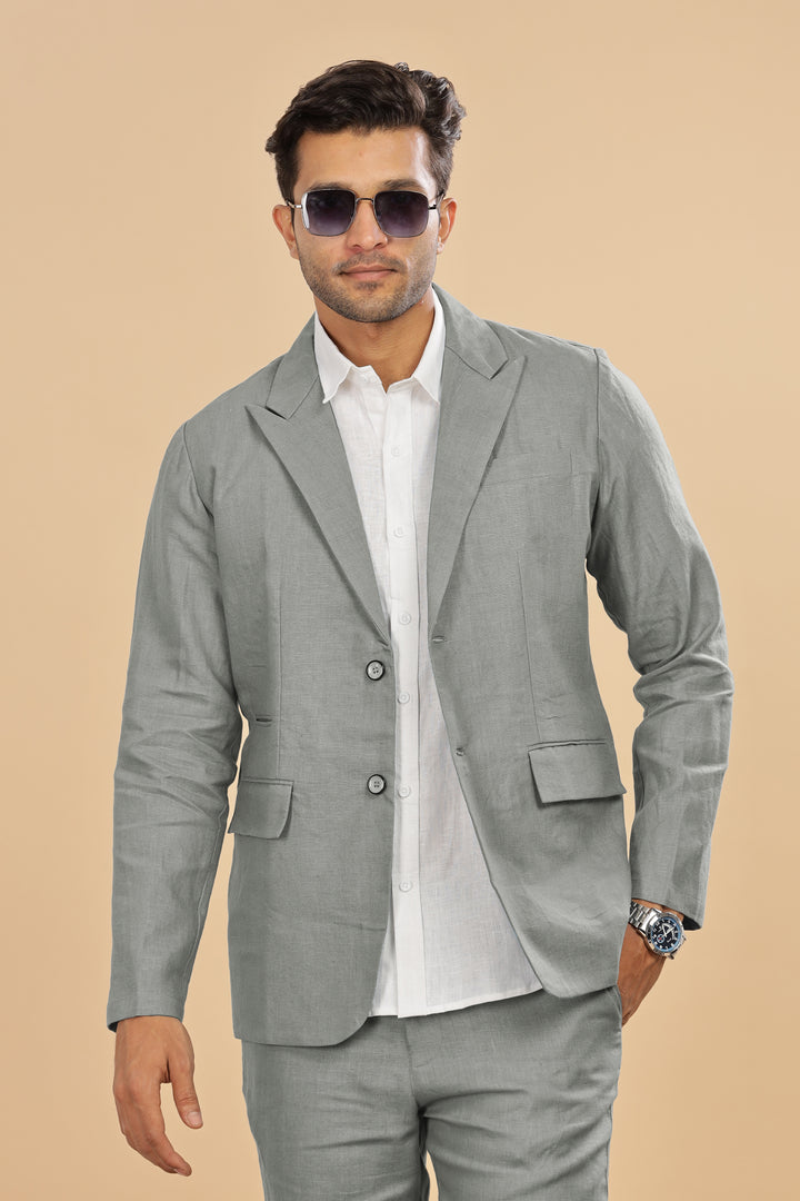 Luther Suit Jacket - Pure Linen Jacket - Ash Grey