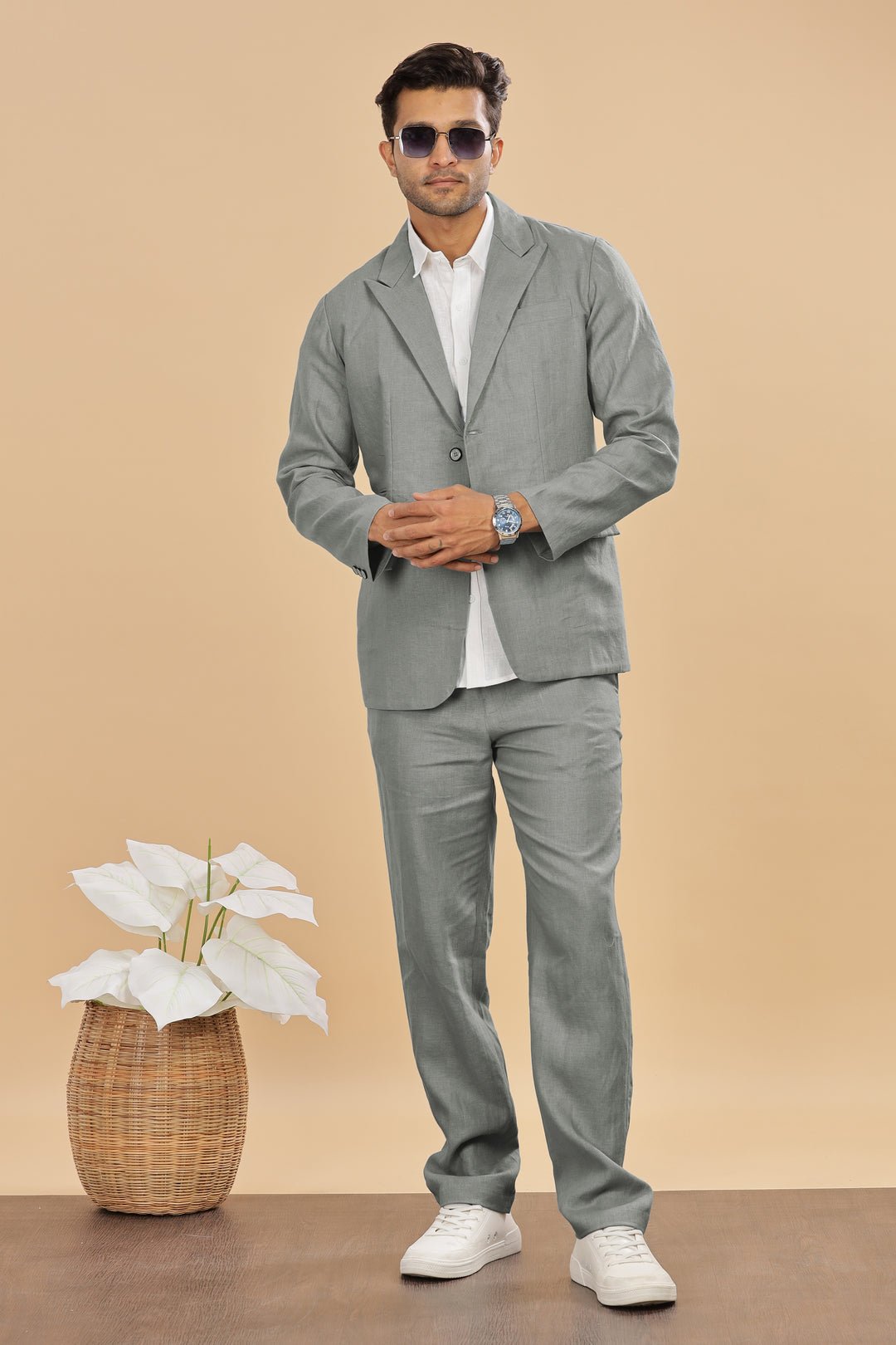 Luther Suit Jacket - Pure Linen Jacket - Ash Grey