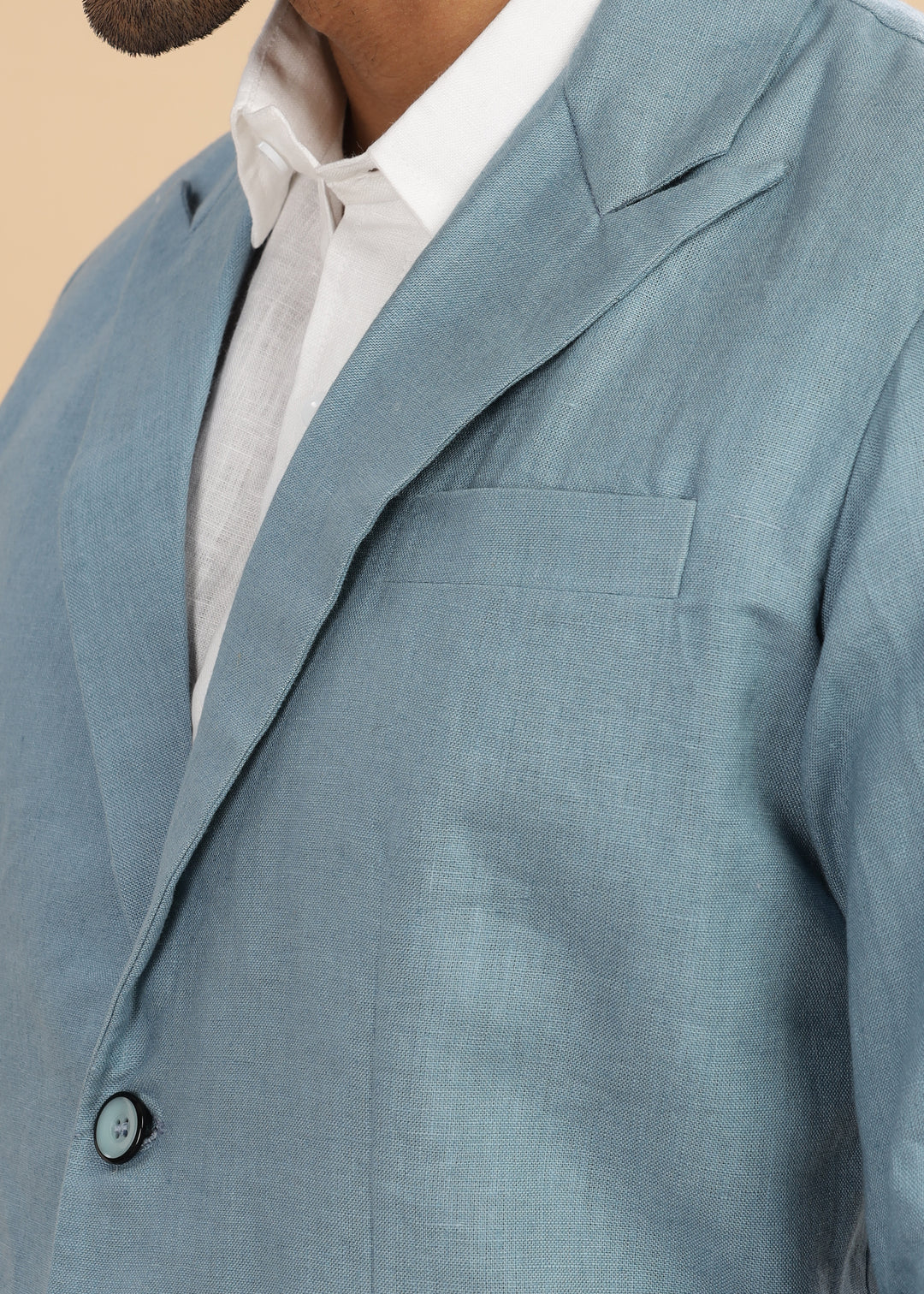 Luther Suit Jacket - Pure Linen Jacket - Light Blue Grey