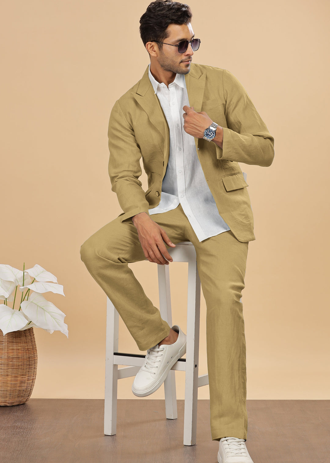 Sage Green Linen Deconstructed Jacket for Men Linen Trail Sage Green Linen Deconstructed Jacket for Men Linen Trail