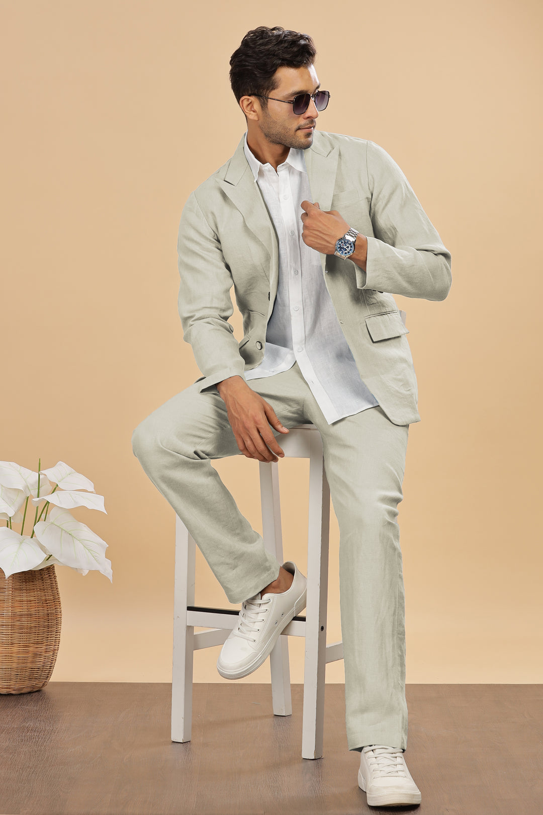 Luther Suit Jacket - Pure Linen Jacket - Powder Blue