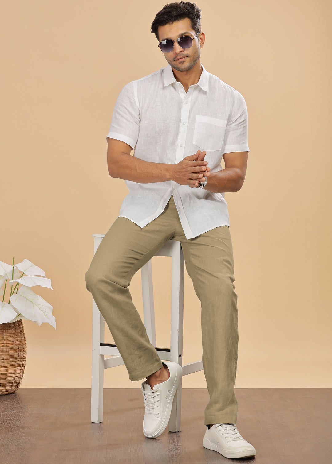 Ian Pure Linen Trousers - Sage Green