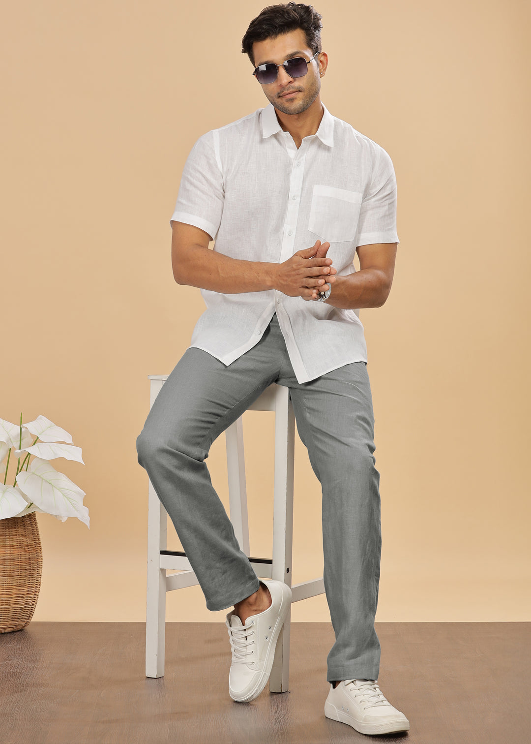 Ian Pure Linen Trousers - Ash Grey