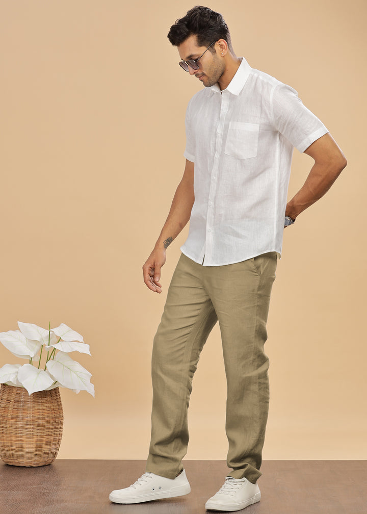 Ian Pure Linen Trousers - Sage Green