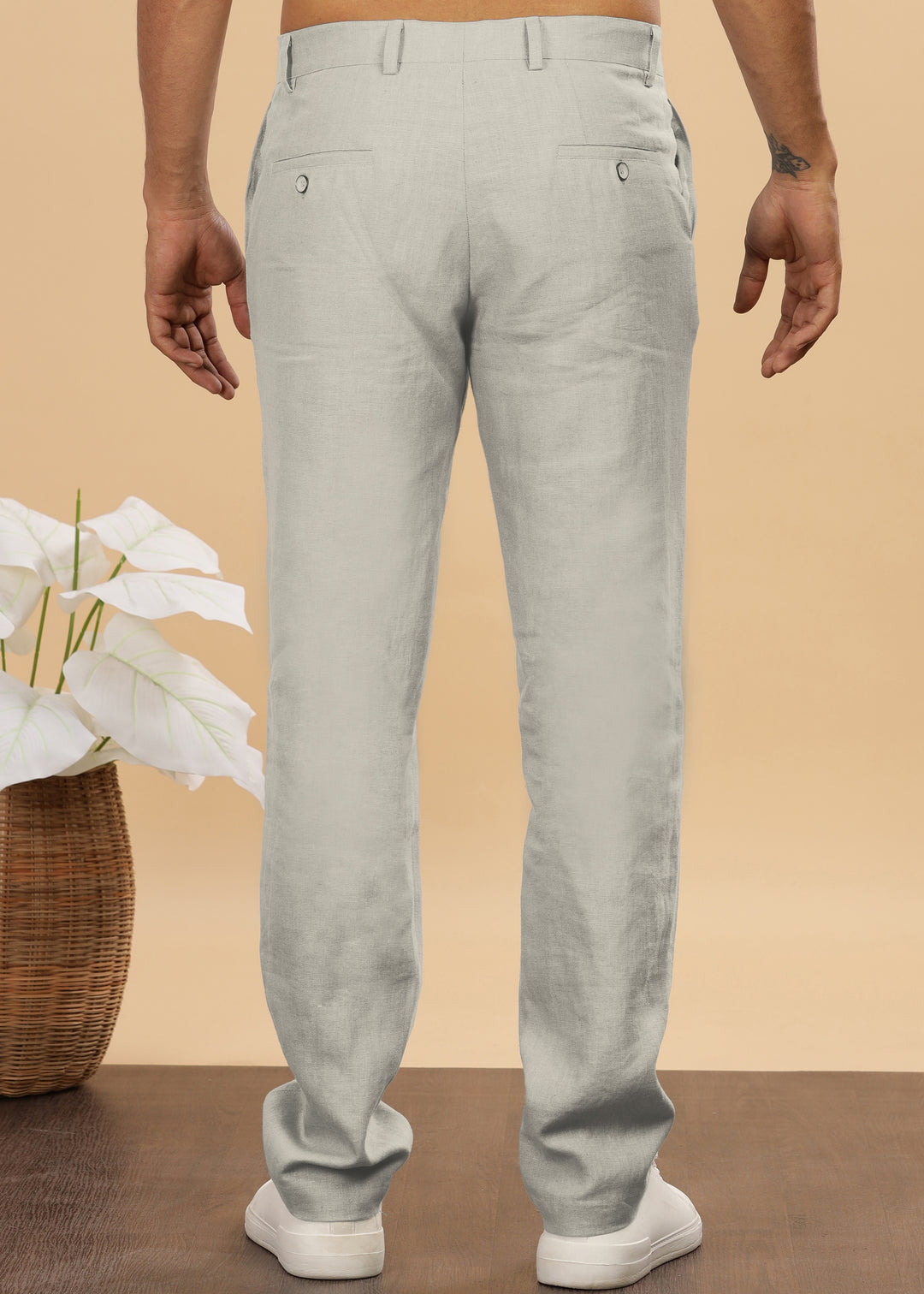 Ian Pure Linen Trousers - Powder Blue