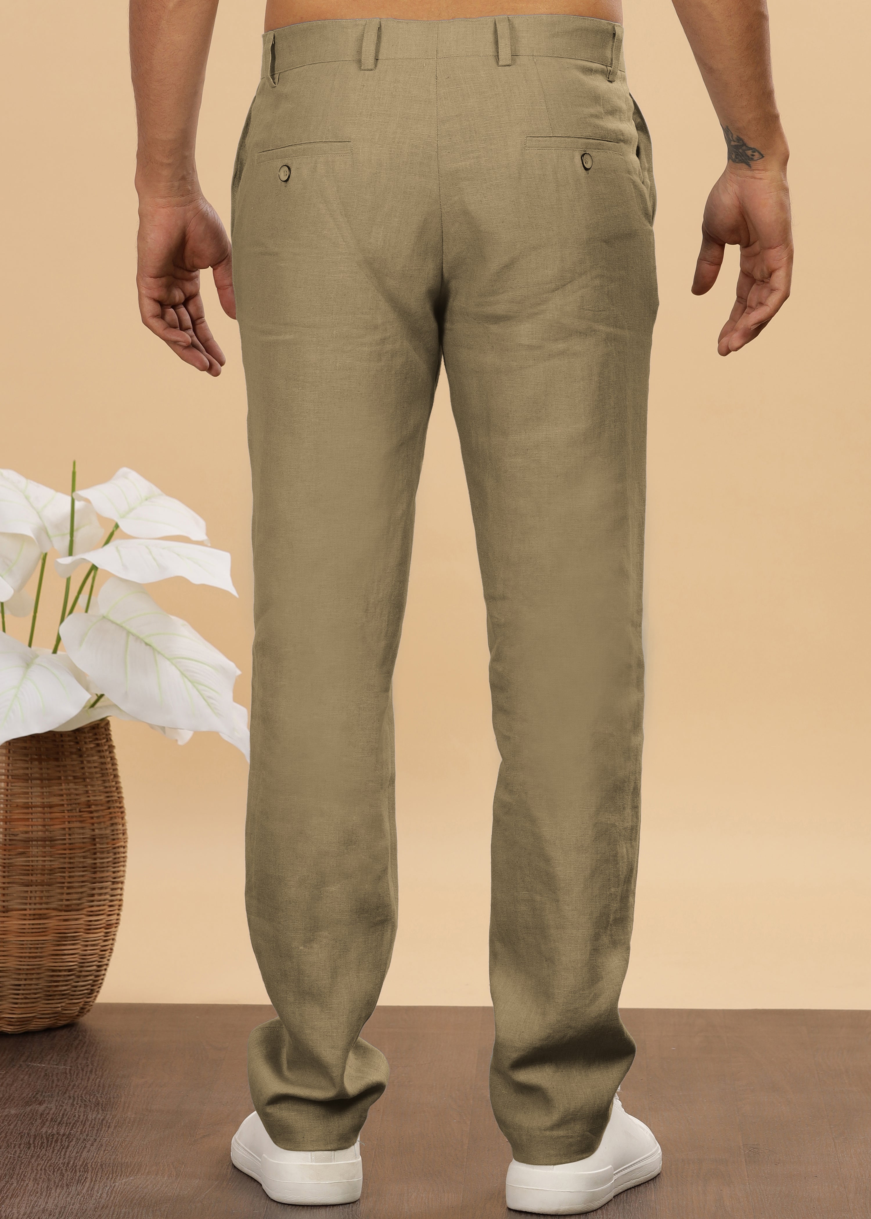 Sage Green Pure Linen Pants by Linen Trail