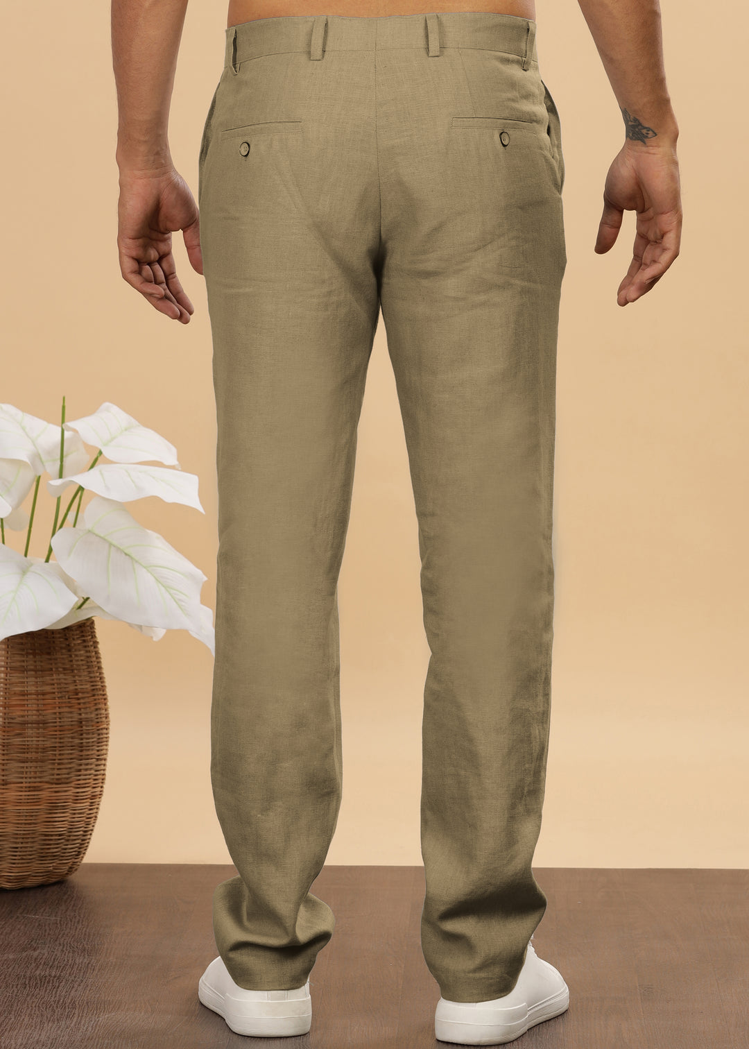 Ian Pure Linen Trousers - Sage Green