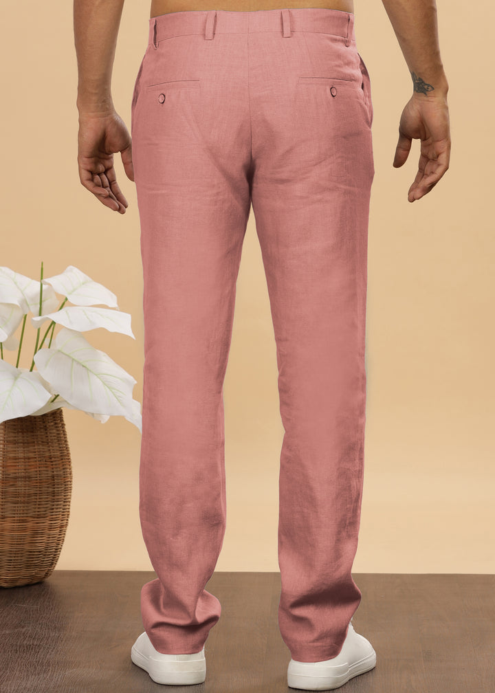 Ian Pure Linen Trousers - Rose Pink