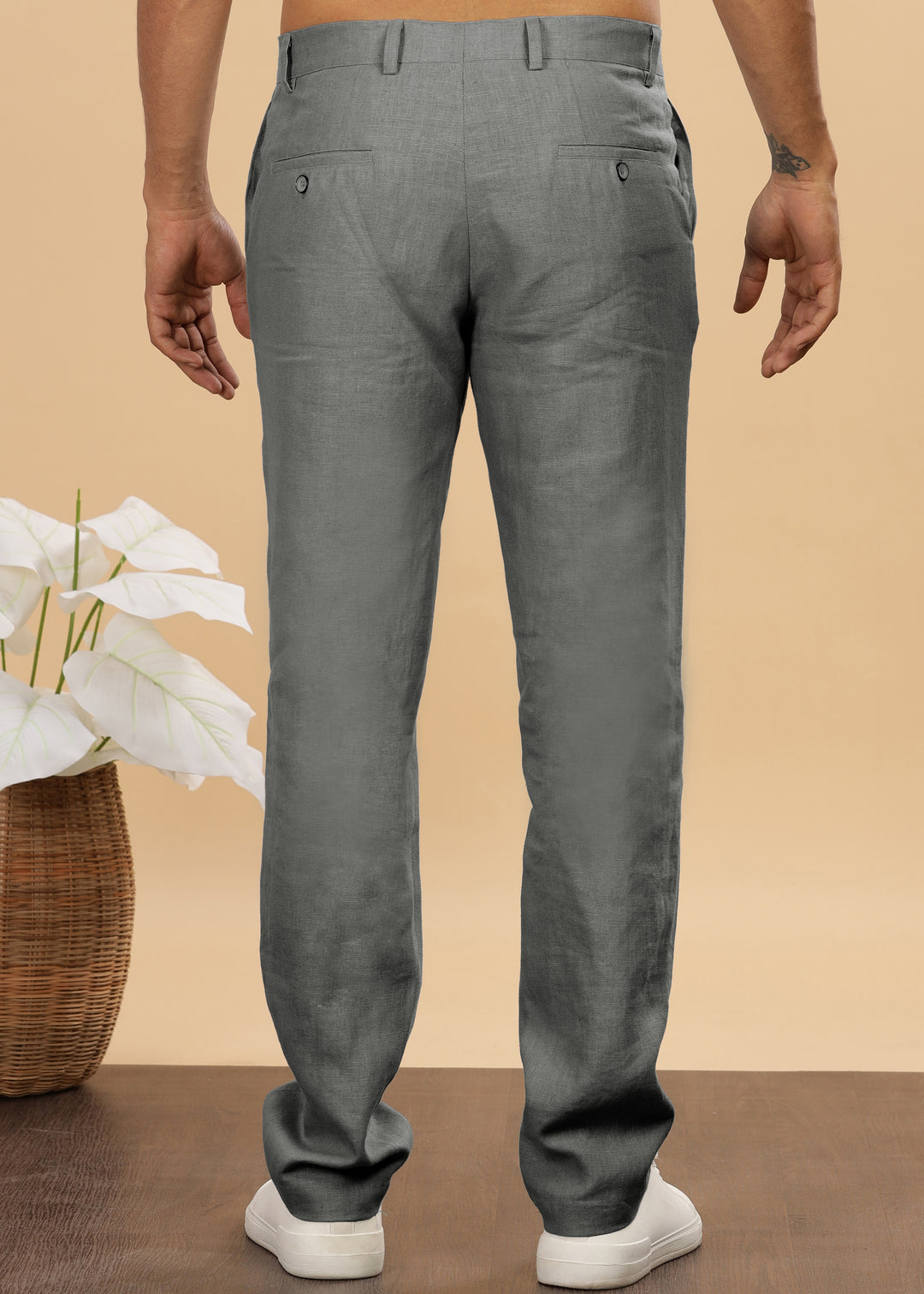 Ian Pure Linen Trousers - Ash Grey