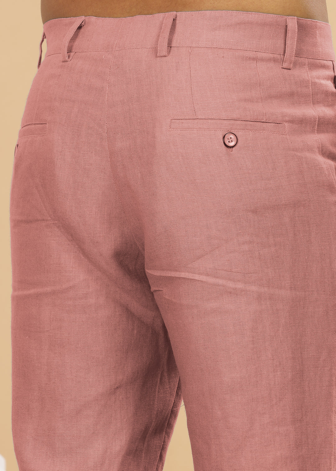 Ian Pure Linen Trousers - Rose Pink