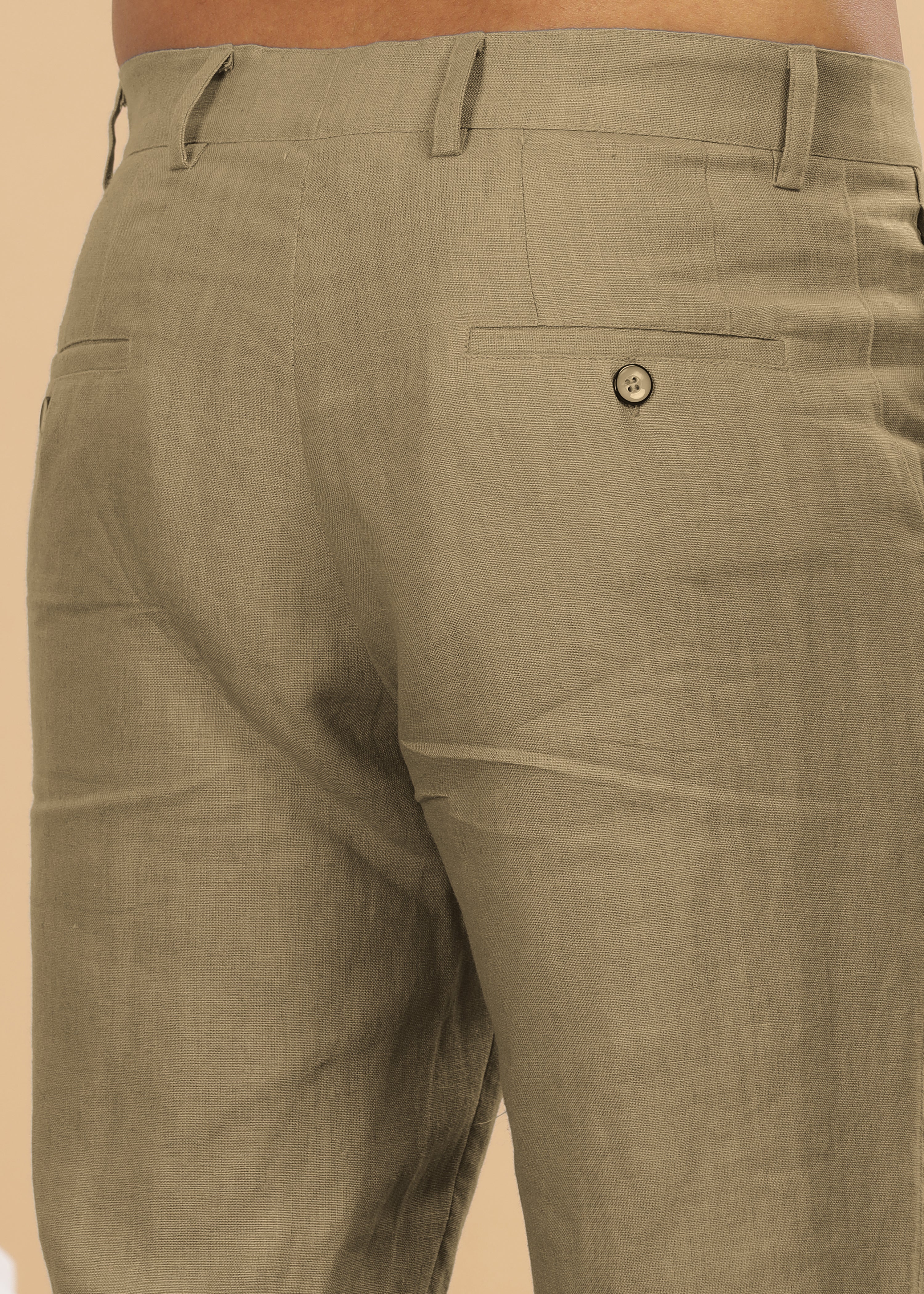 Sage Green Pure Linen Pants by Linen Trail