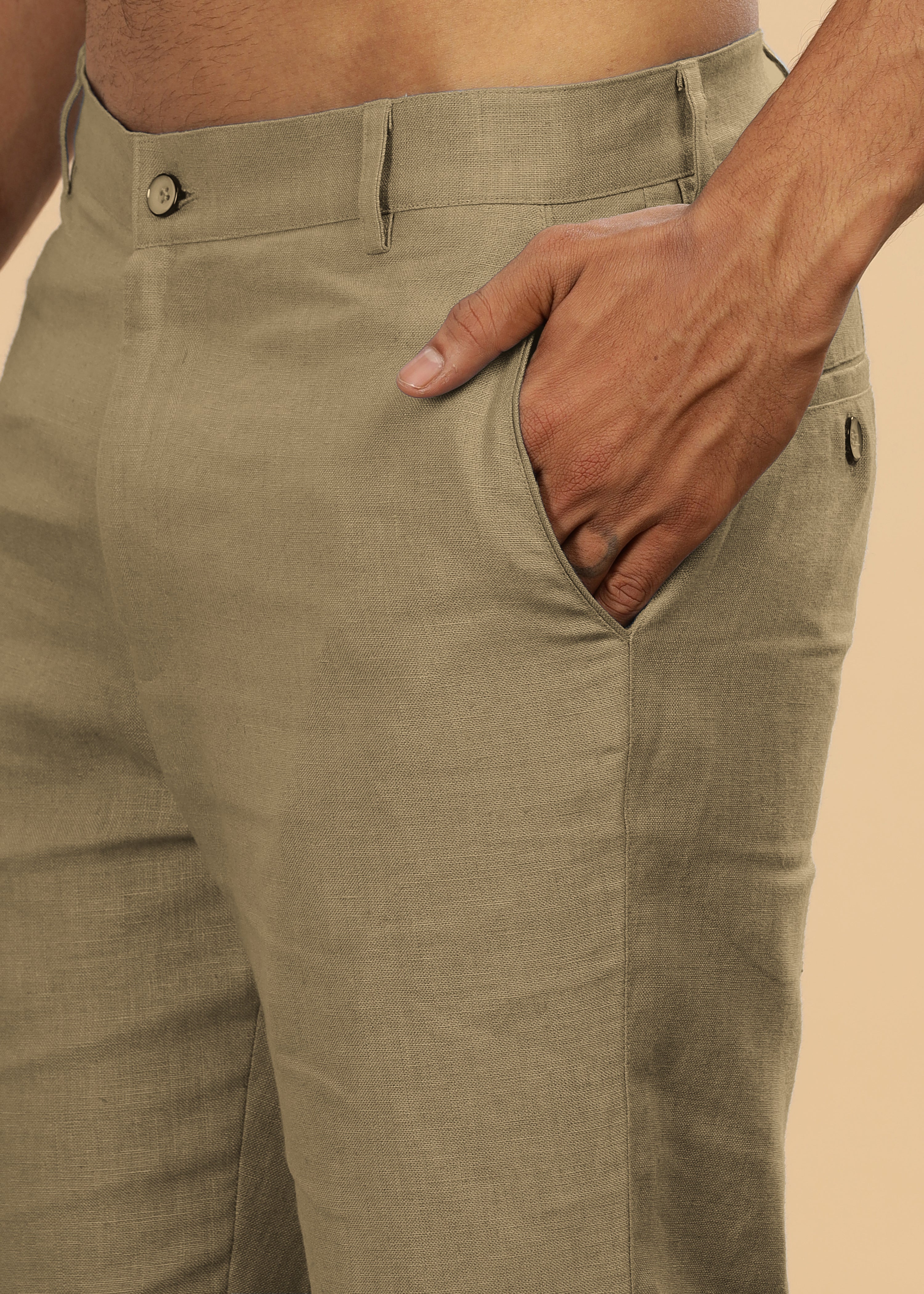 【新品】90s ARNYS “Pure Linen” Trousers 42 Sage Green Pure Linen Pants by Linen Trail