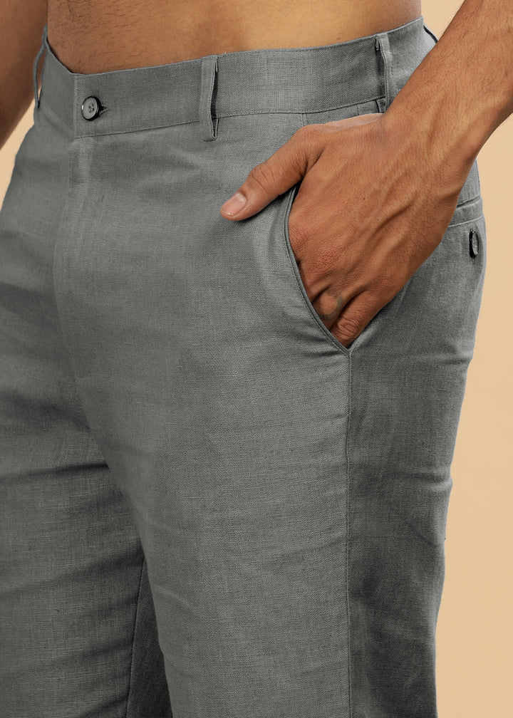 Ian Pure Linen Trousers - Ash Grey