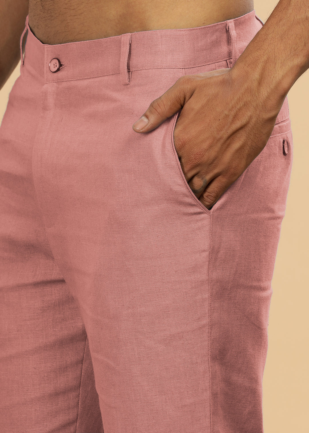 Ian Pure Linen Trousers - Rose Pink