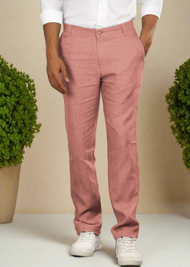 Ian Pure Linen Trousers - Rose Pink