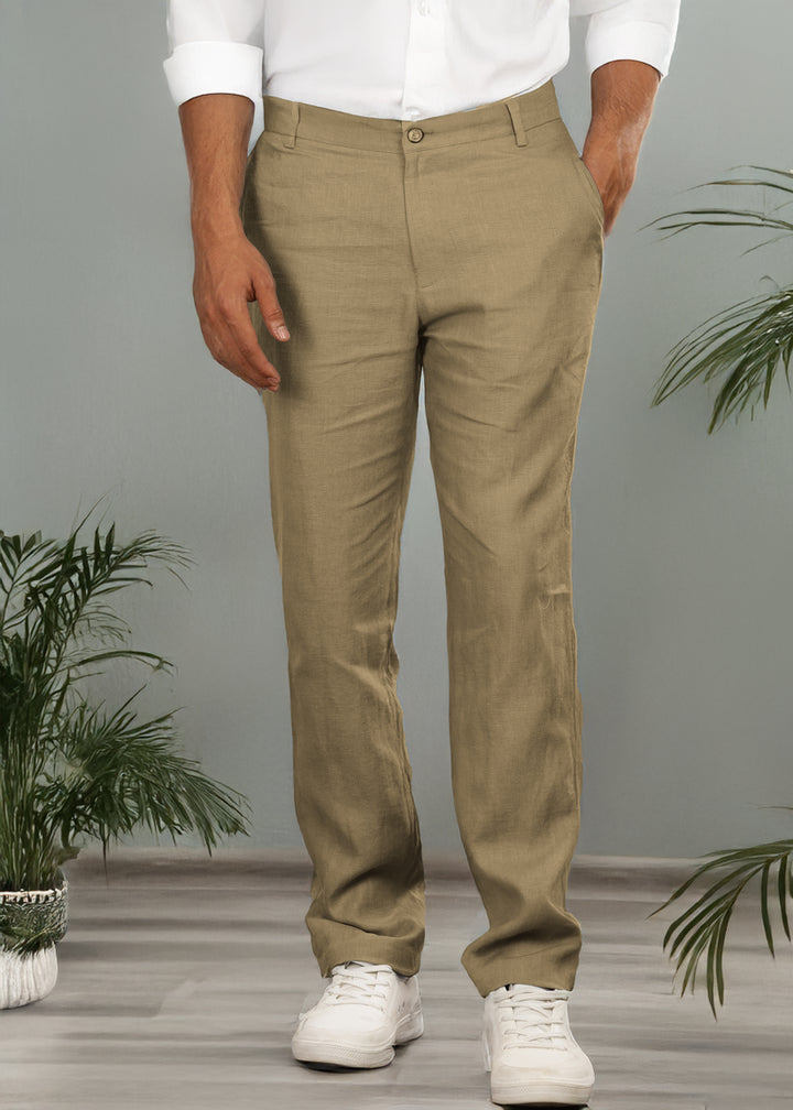 Ian Pure Linen Trousers - Sage Green