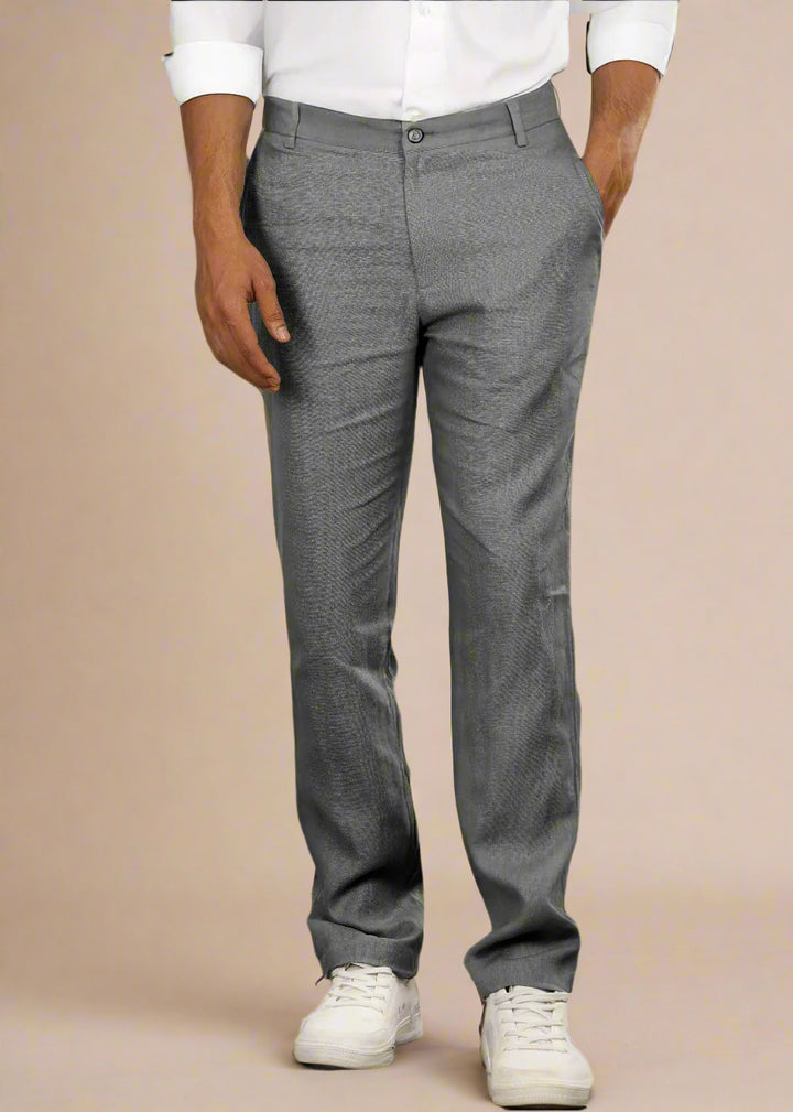 Ian Pure Linen Trousers - Ash Grey