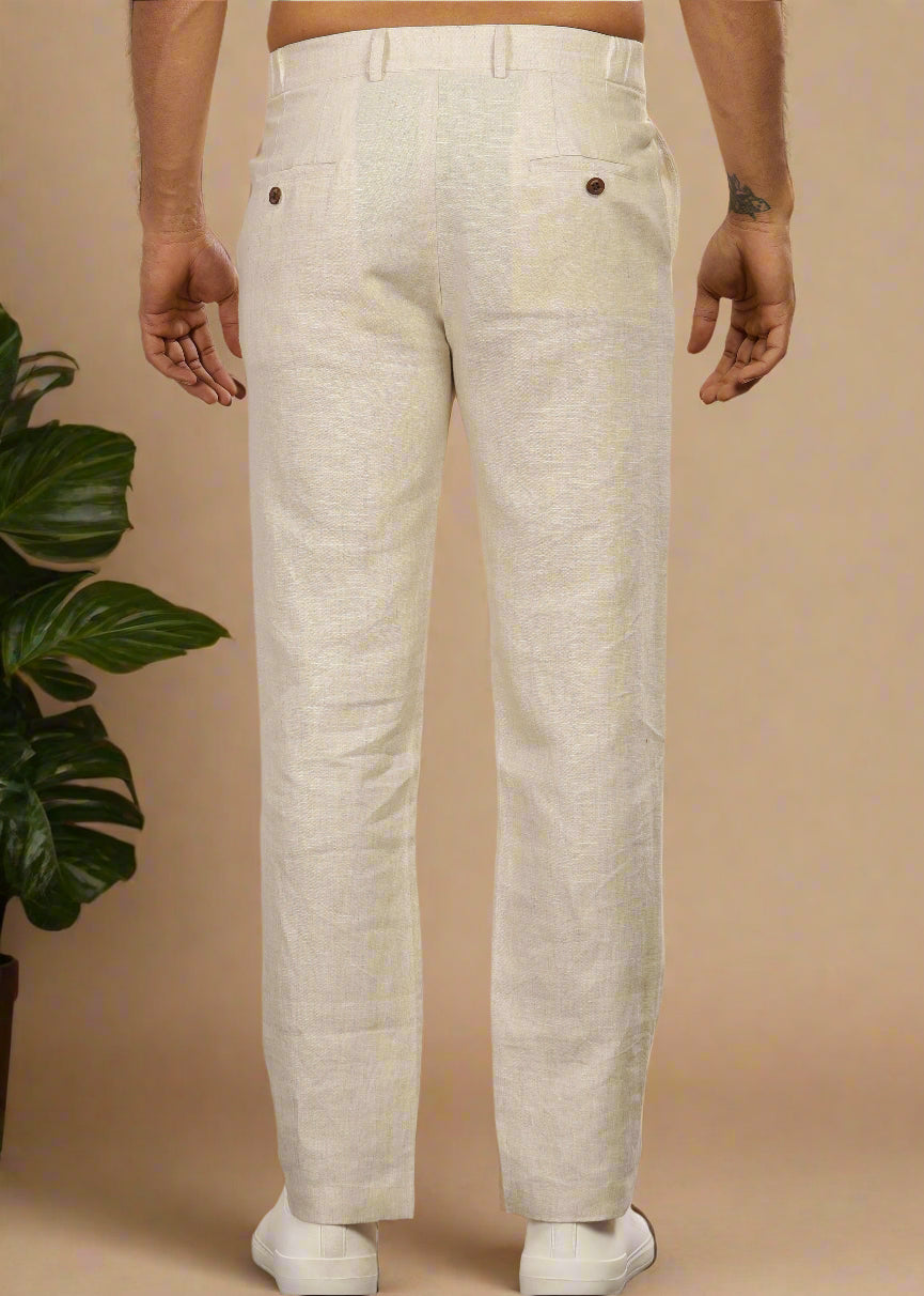 Theo - Linen Travel Pants - Ecru