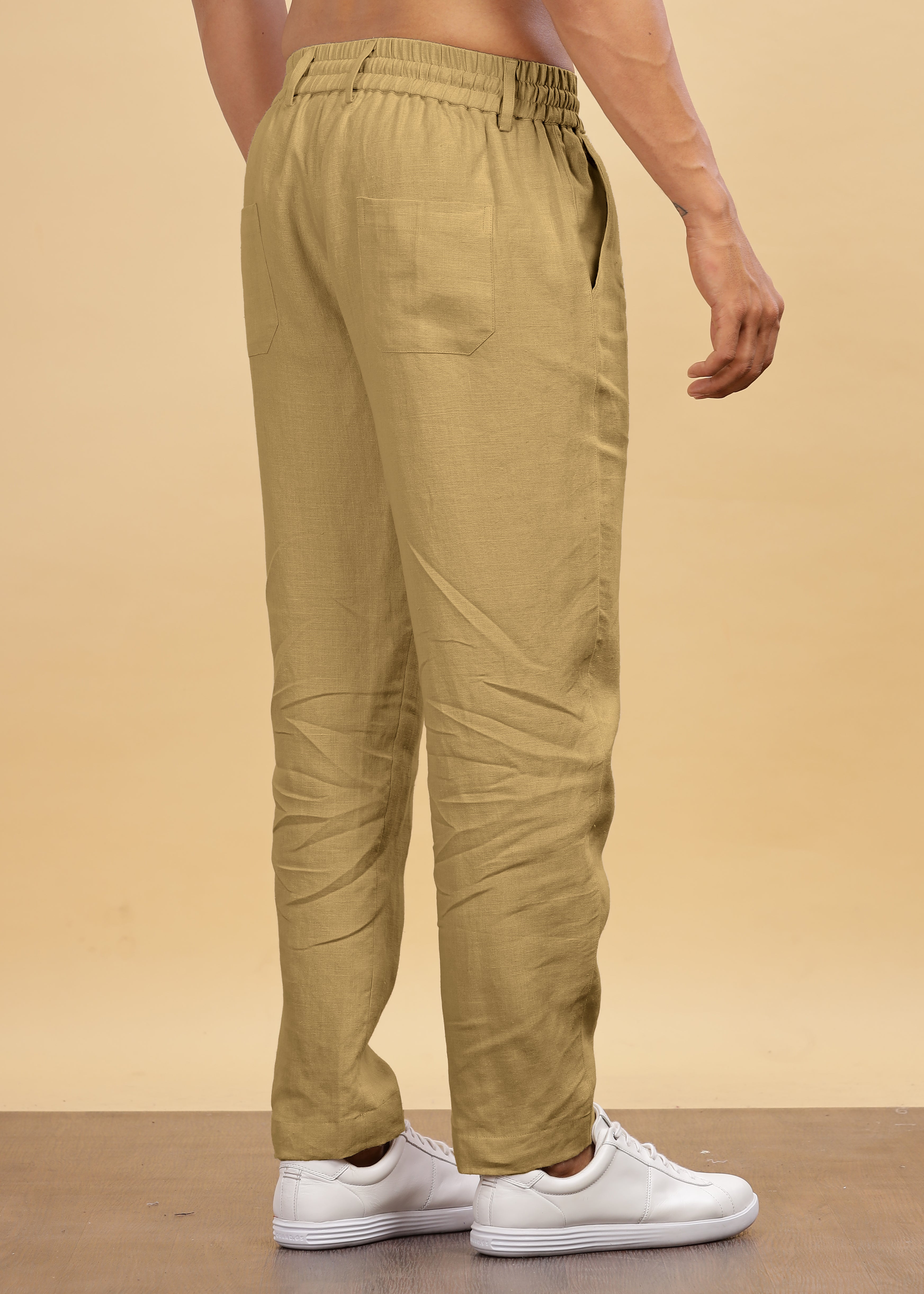【未着用】deres Sage / floating linen pants Sage Green Pure Linen Pants With Elastic Waistband, Drawcord