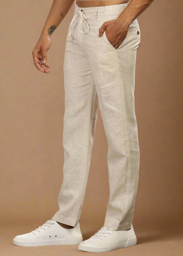 Theo - Linen Travel Pants - Ecru