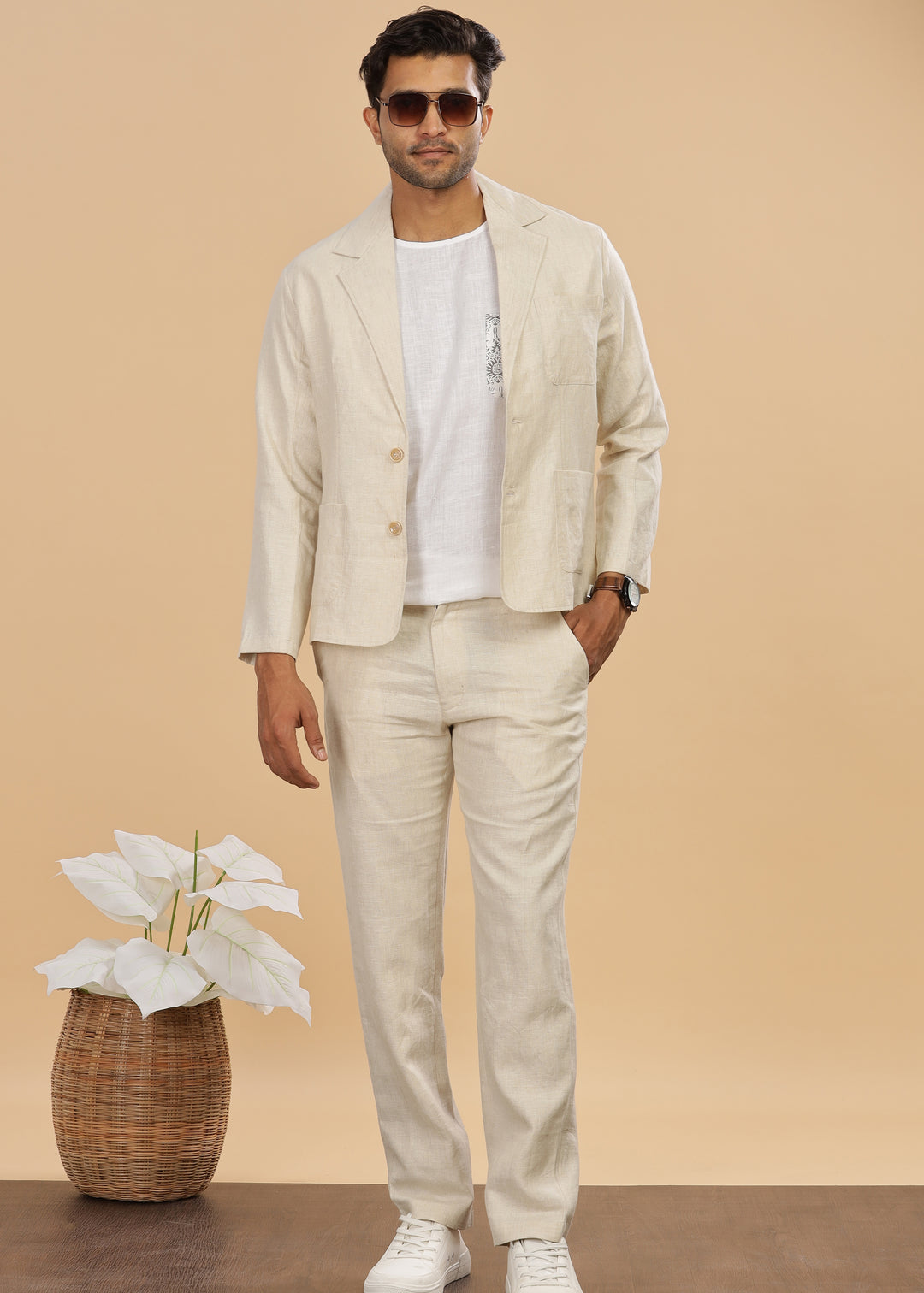 Bond - Classic Pure Linen Jacket - Ecru