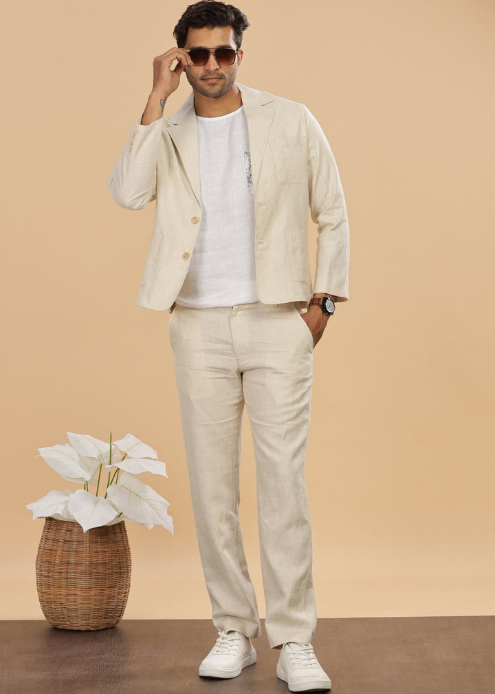 Bond - Classic Pure Linen Jacket - Ecru