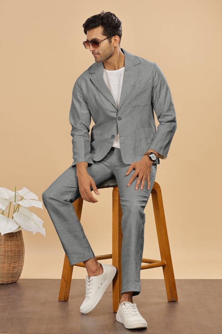 Bond - Classic Pure Linen Jacket - Ash Grey