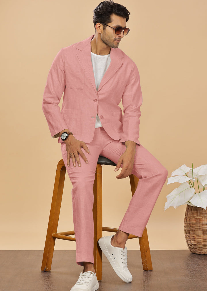 Bond - Classic Pure Linen Jacket - Rose Pink