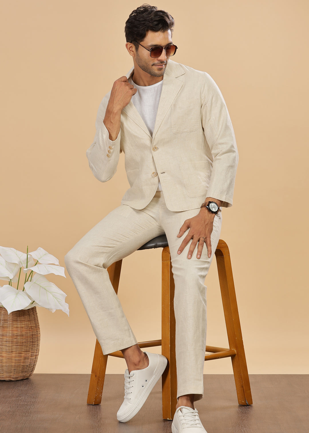 Bond - Classic Pure Linen Jacket - Ecru