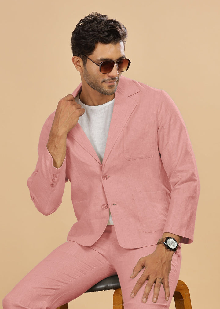 Bond - Classic Pure Linen Jacket - Rose Pink