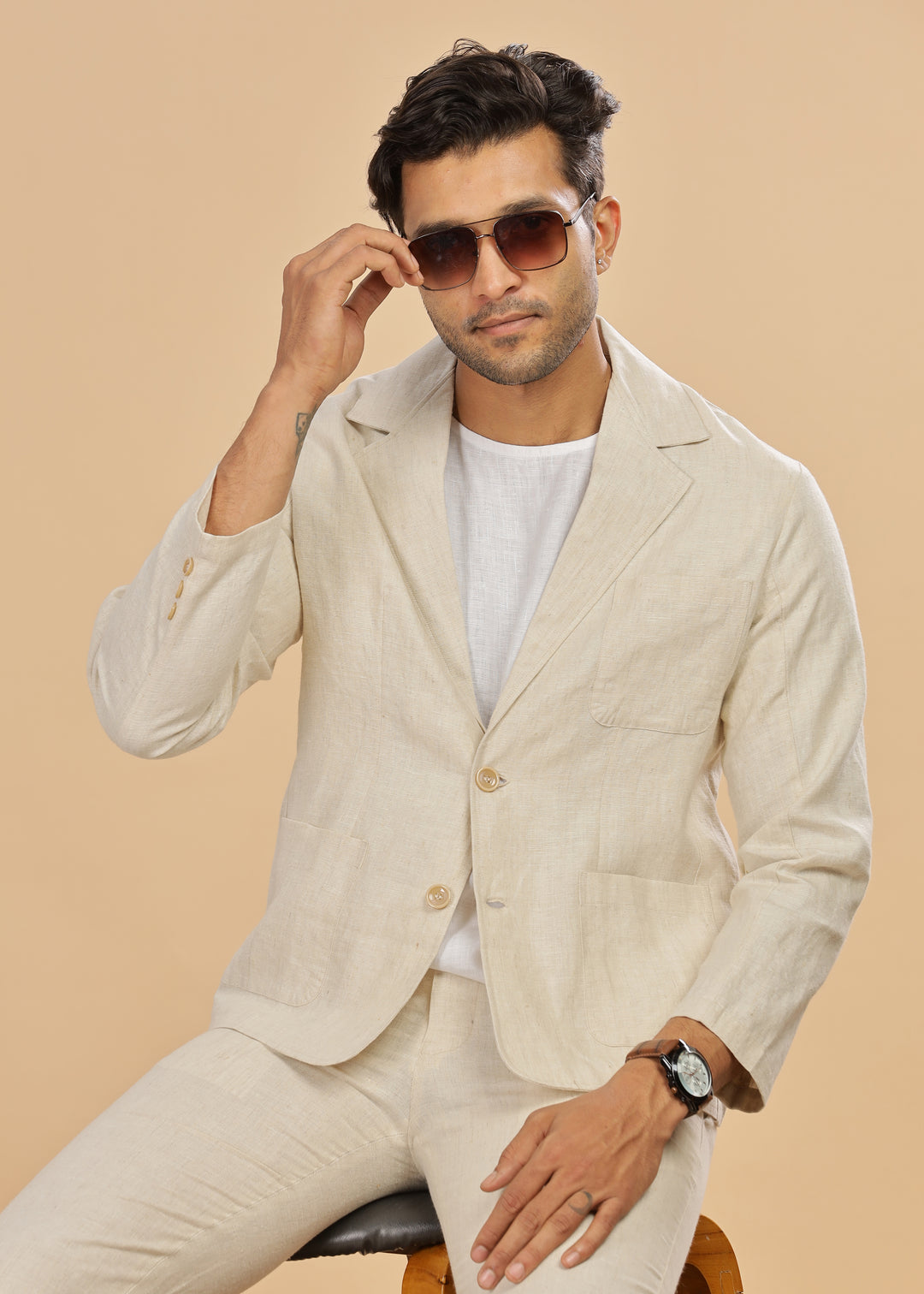 Bond - Classic Pure Linen Jacket - Ecru