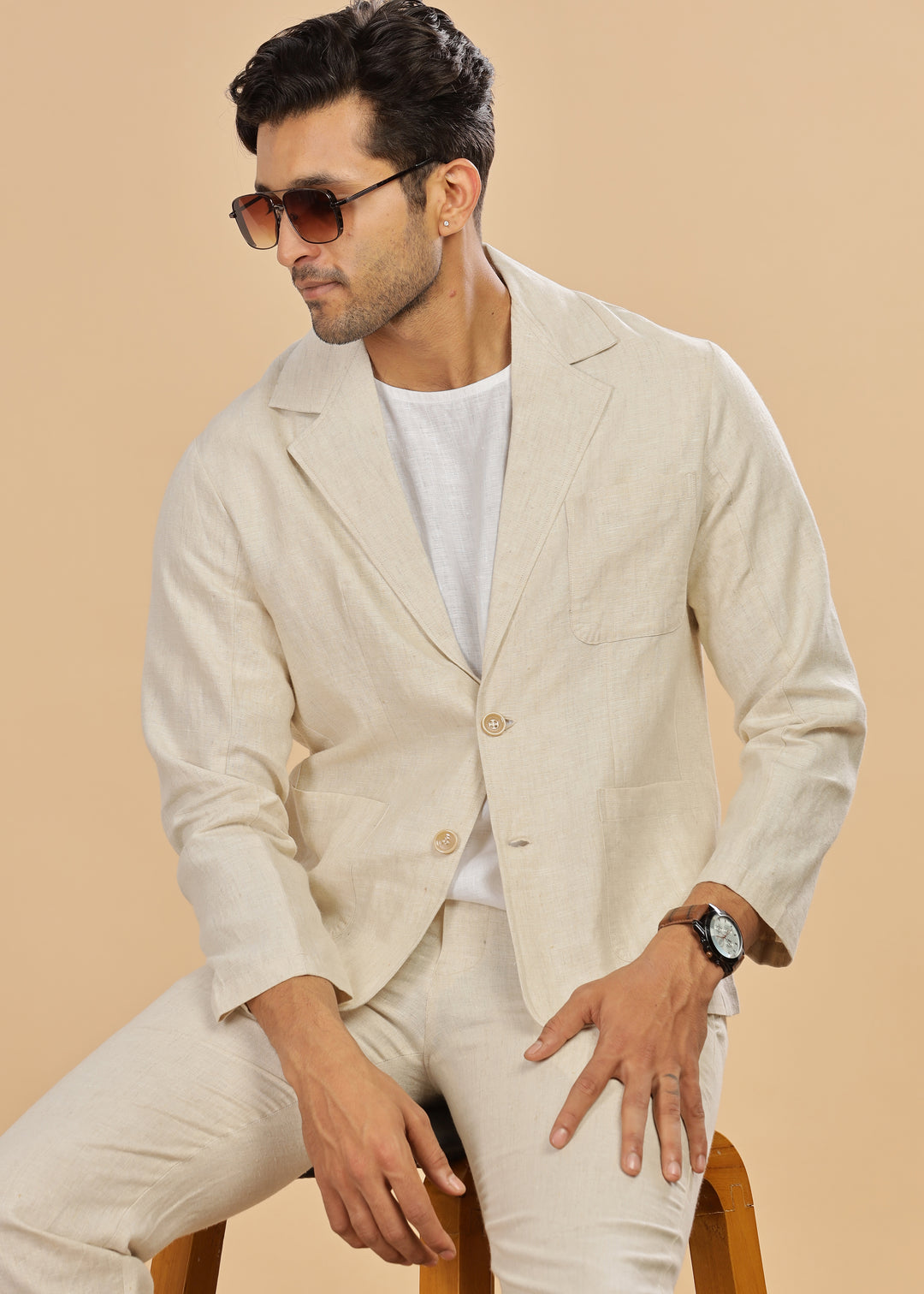 Bond - Classic Pure Linen Jacket - Ecru