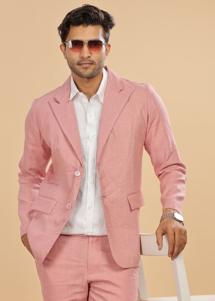 Luther Suit Jacket - Pure Linen Jacket - Rose Pink