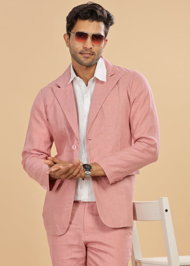 Luther Suit Jacket - Pure Linen Jacket - Rose Pink