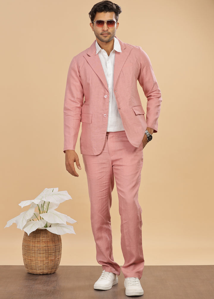 Luther Suit Jacket - Pure Linen Jacket - Rose Pink