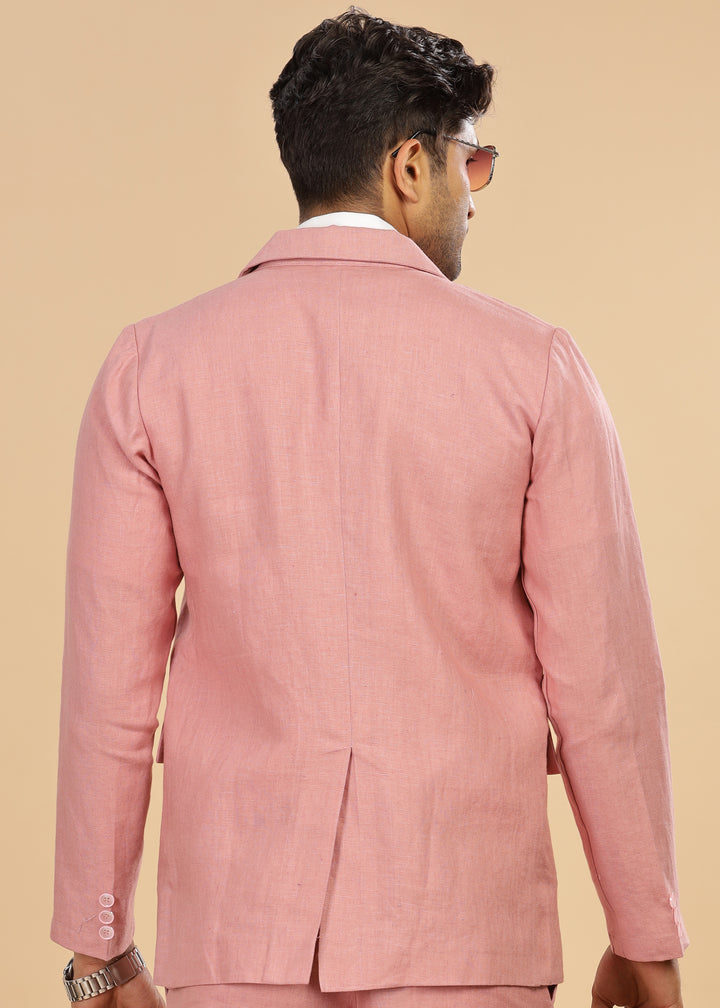 Luther Suit Jacket - Pure Linen Jacket - Rose Pink