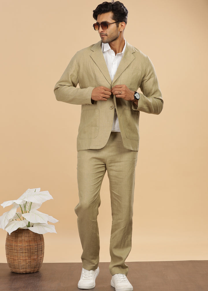 Bond - Classic Pure Linen Jacket - Sage Green