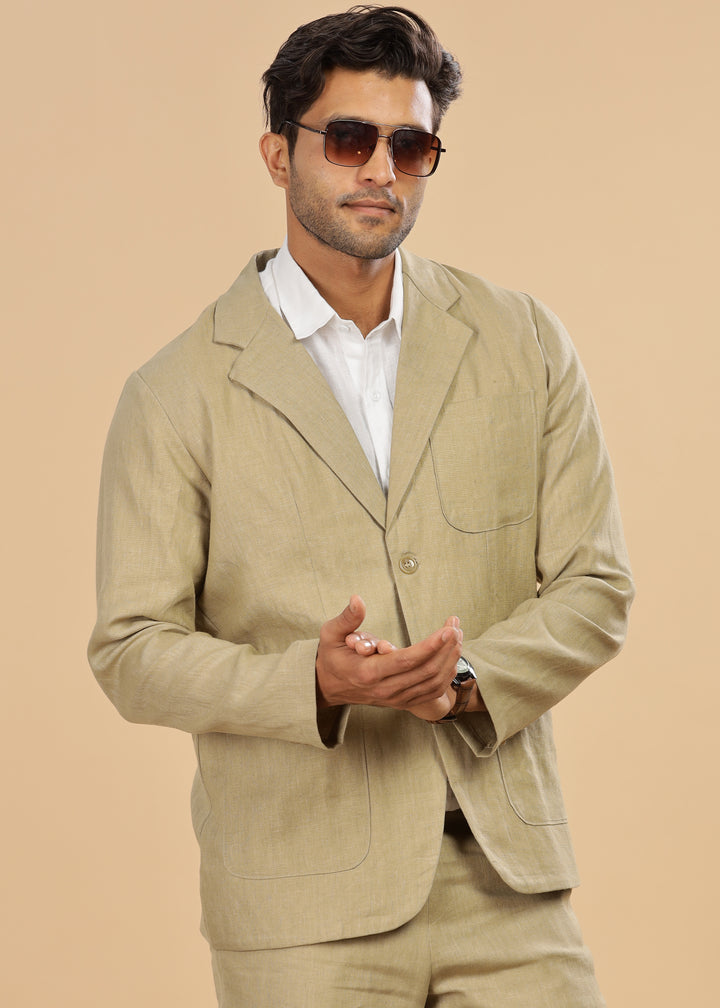 Bond - Classic Pure Linen Jacket - Sage Green