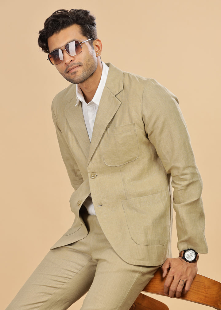 Bond - Classic Pure Linen Jacket - Sage Green