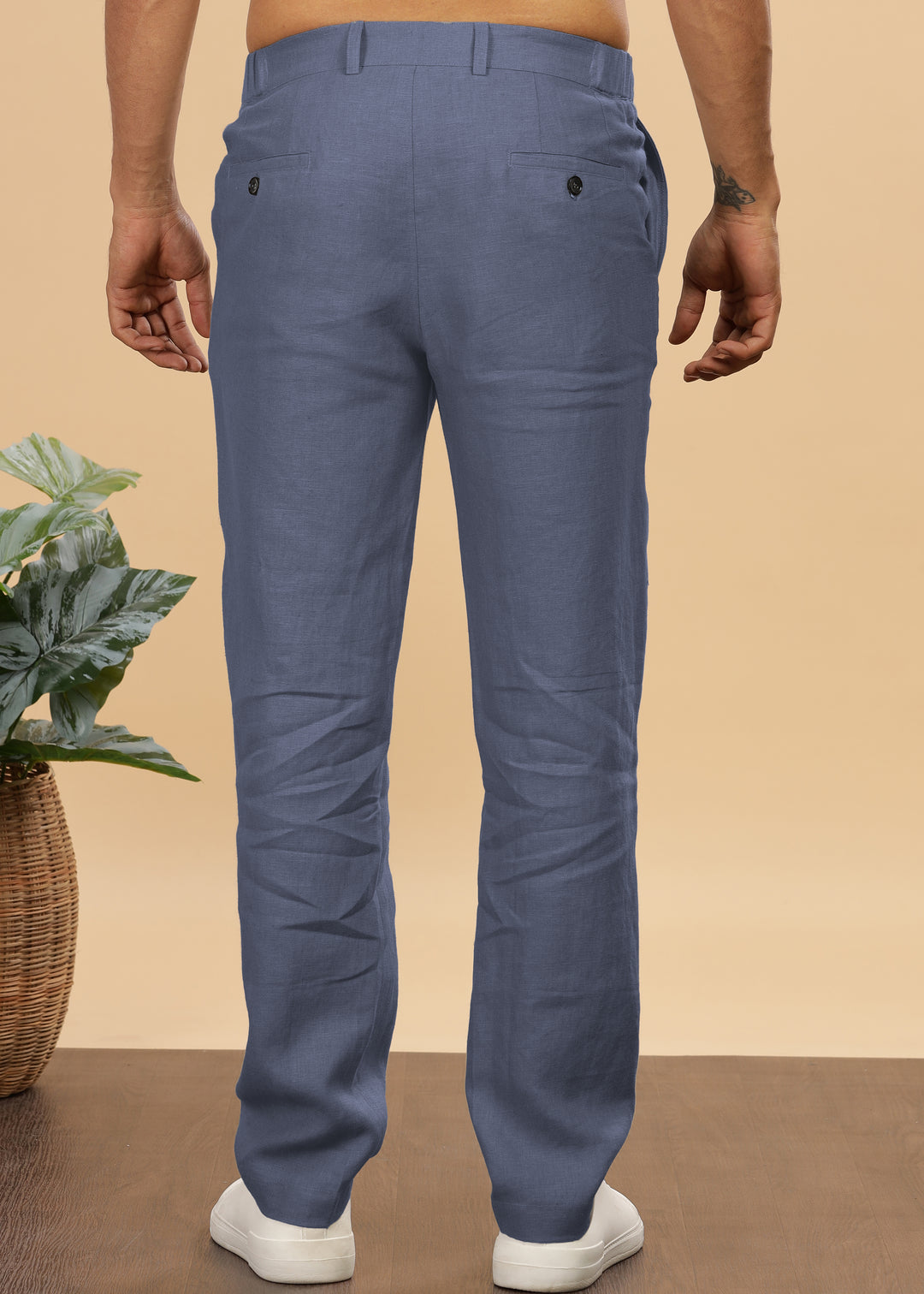 Theo - Linen Travel Pants - Dark Blue Grey