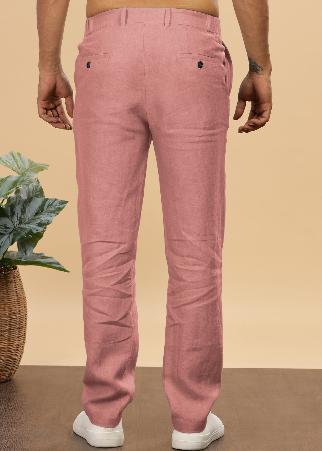 Theo - Linen Travel Pants - Rose Pink