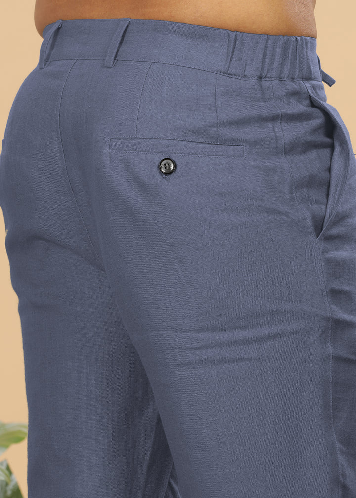 Theo - Linen Travel Pants - Dark Blue Grey