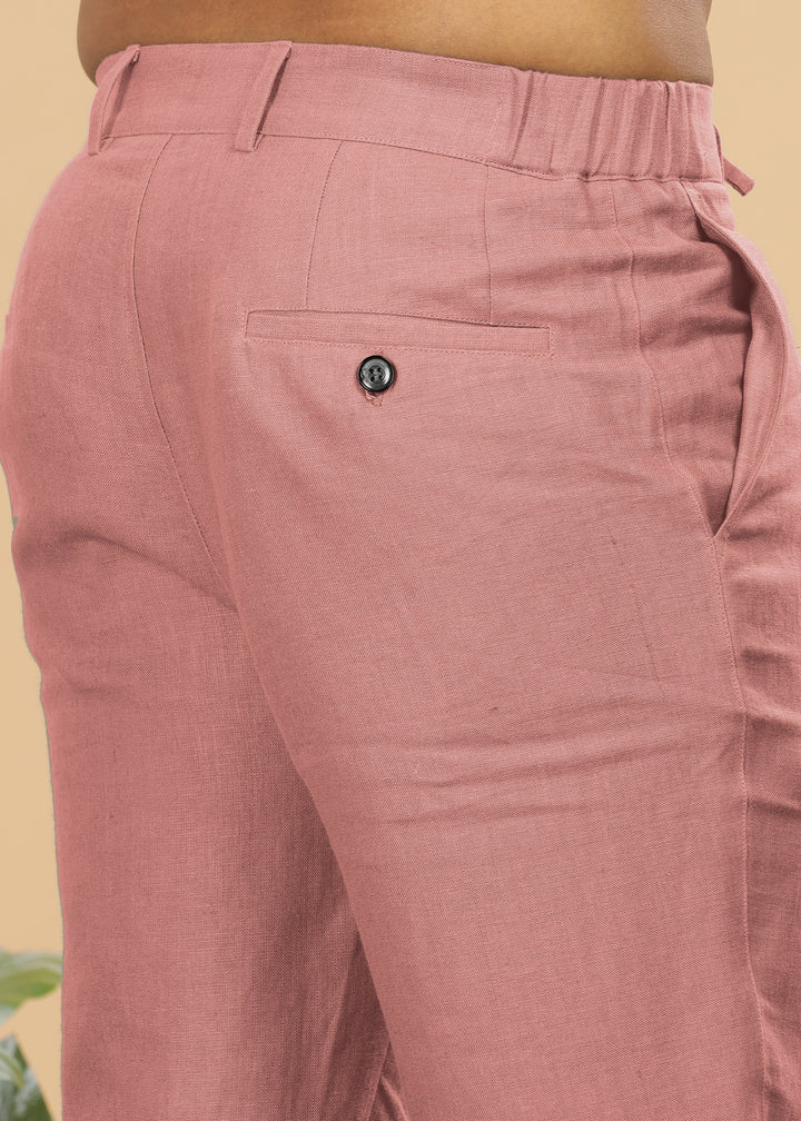 Theo - Linen Travel Pants - Rose Pink