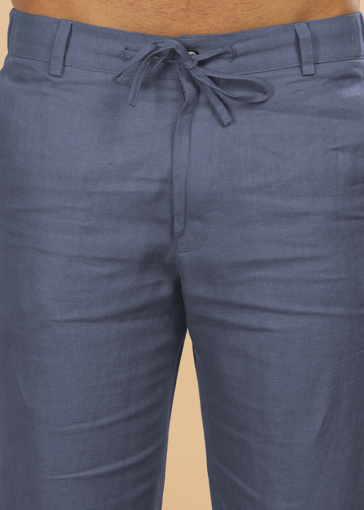 Theo - Linen Travel Pants - Dark Blue Grey